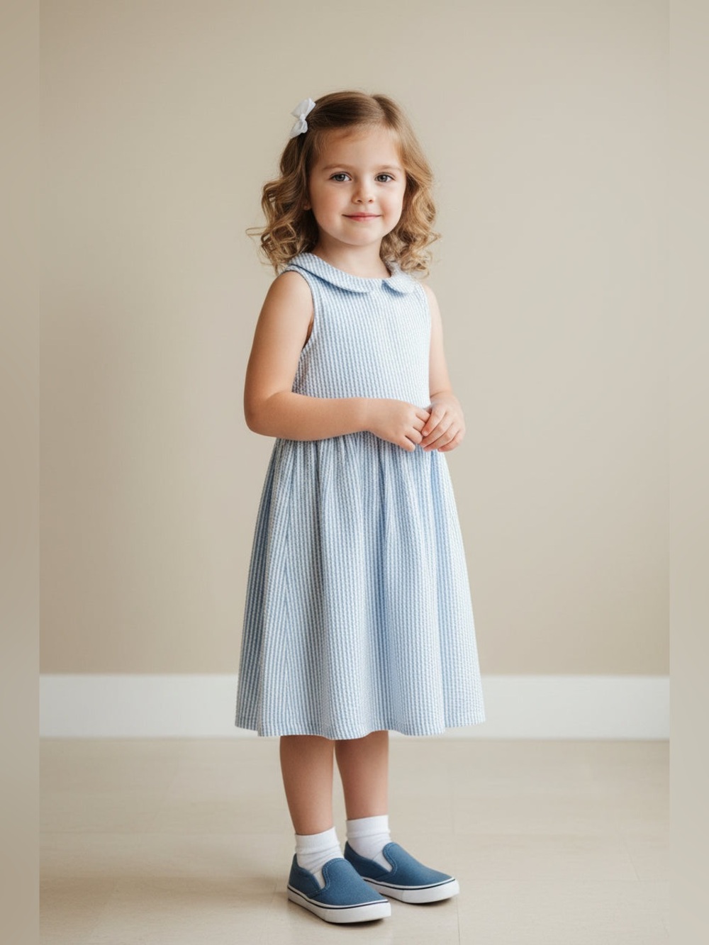 H&M Light Blue Sleeveless Peter Pan Collar Dress for Girls